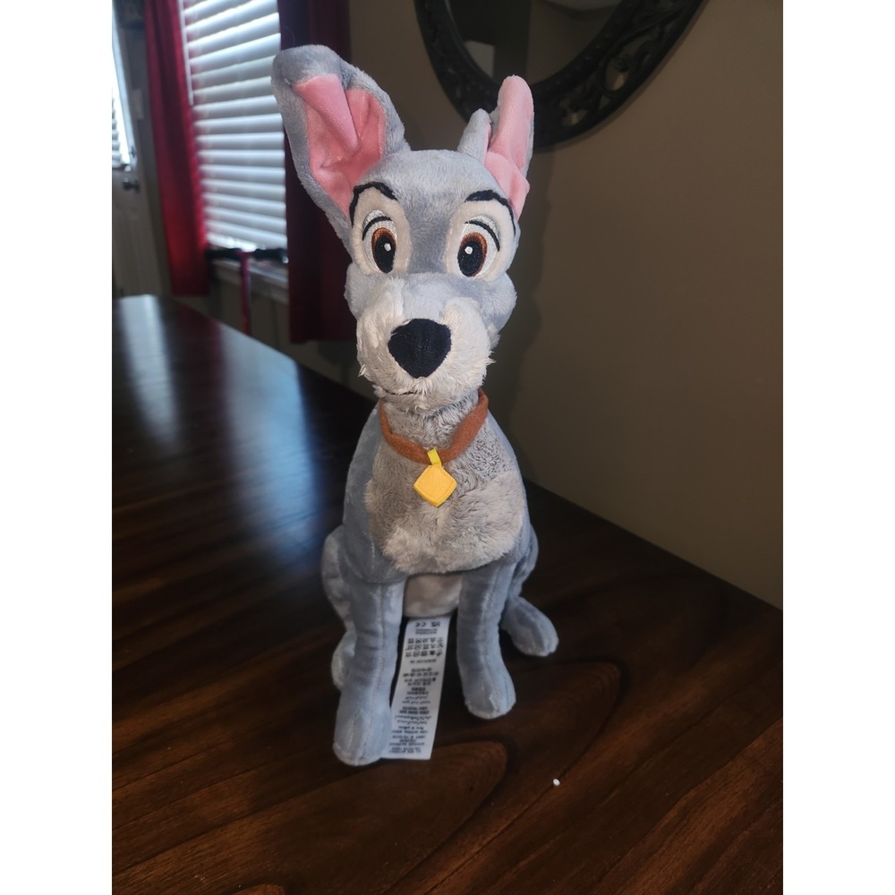 Disney Store Tramp Gray Dog Plush Stuffed Animal Authentic Lady & The Tramp 16" - Picture 5 of 8